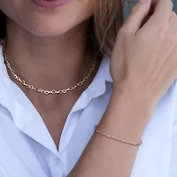 2 Piece Set of 3mm Heart Link Necklace & Bracelet in Sterling Silver