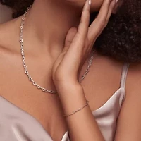 2 Piece Set of 3mm Heart Link Necklace & Bracelet in Sterling Silver, 18" & 7.5"