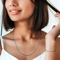 2 Piece Set of 3.7mm Singapore Necklace & Bracelet in Sterling Silver, 18" & 7.5"