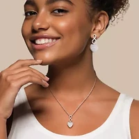 2 Piece Set of Diamond Heart Infinity Pendant with Chain & Earrings in Sterling Silver, 18"