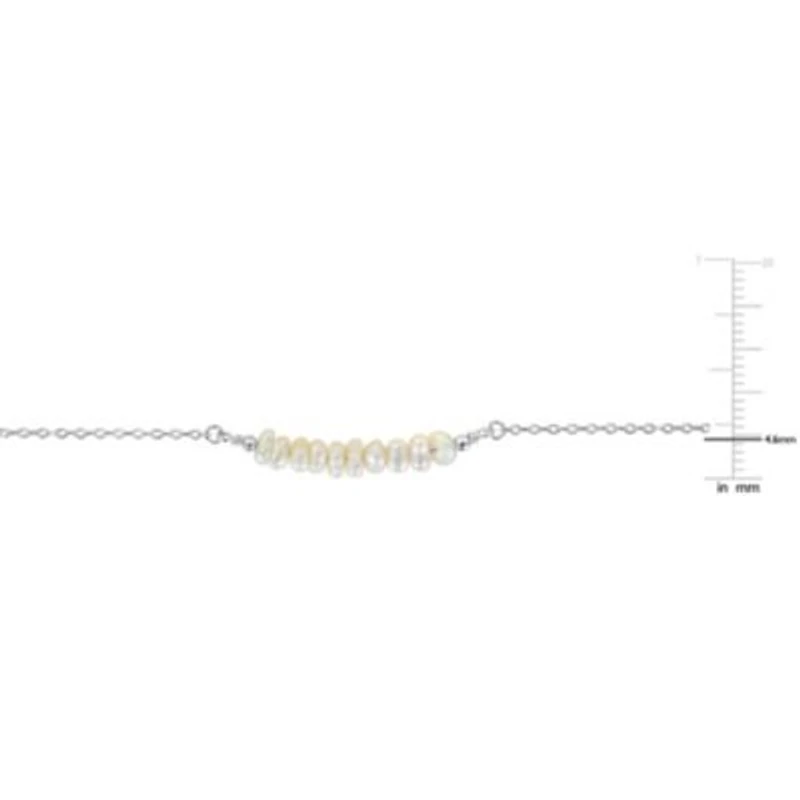 2 Piece Set of 7.5-9mm Freshwater Cultured Pearl Bolo Bar Bracelet & Bar Necklace in Sterling Silver, 19" & 8.5"