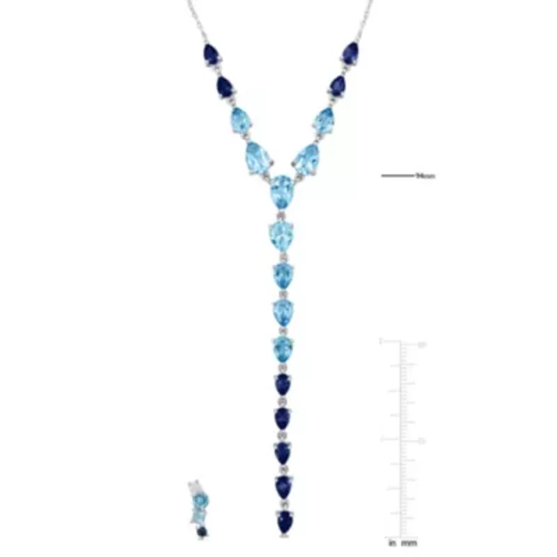 2 Piece Set of Swiss London Sky Blue & White Topaz Earrings & Necklace in Sterling Silver, 18"+2"Ext .