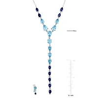 2 Piece Set of Swiss London Sky Blue & White Topaz Earrings & Necklace in Sterling Silver, 18"+2"Ext .