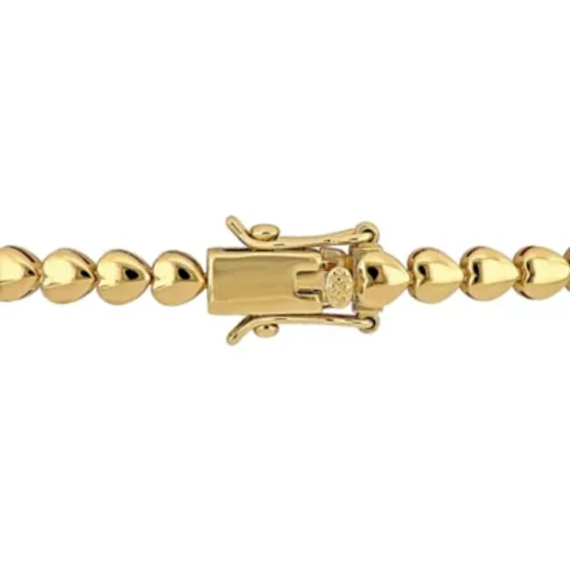 Lab Created 2 Piece Set of Created White Sapphire Hoop Earrings & Tennis Bracelet in Yellow Plated Sterling Silver, 7"