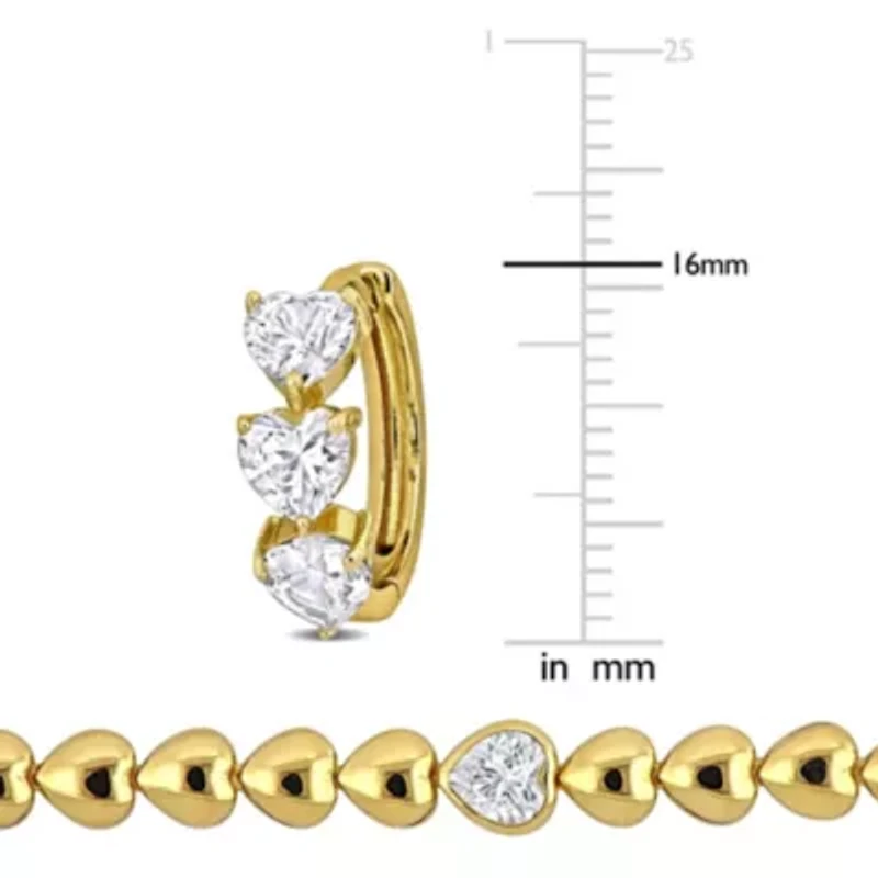 Lab Created 2 Piece Set of Created White Sapphire Hoop Earrings & Tennis Bracelet in Yellow Plated Sterling Silver, 7"