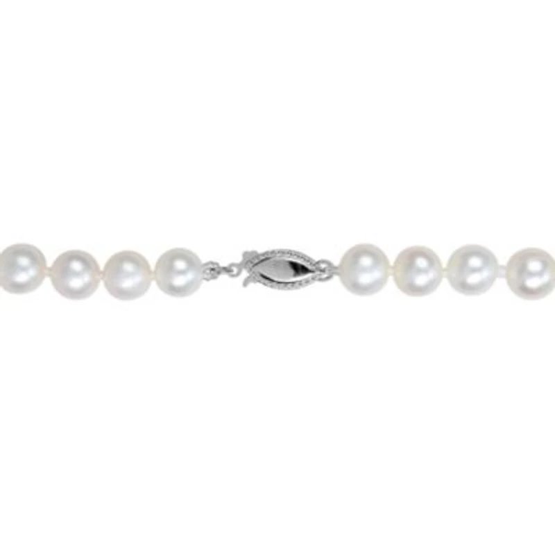 2 Piece Set of 7-7.5mm Freshwater Cultured Pearl Necklace Beaded & Elastic Bracelet in Sterling Silver, 18"