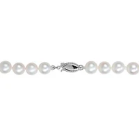 2 Piece Set of 7-7.5mm Freshwater Cultured Pearl Necklace Beaded & Elastic Bracelet in Sterling Silver, 18"