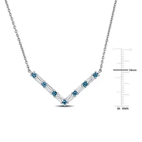 Blue Topaz & White Topaz Necklace in Sterling Silver, 18"+2" ext.