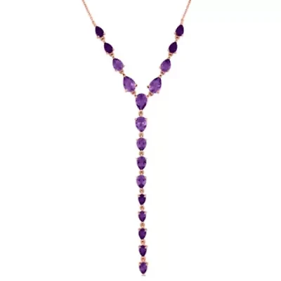 Amethyst Necklace in Rose Plated Sterling Silver, 18" +1" ext.