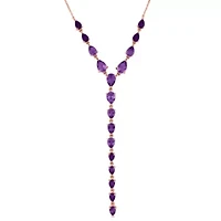 Amethyst Necklace in Rose Plated Sterling Silver, 18" +1" ext.
