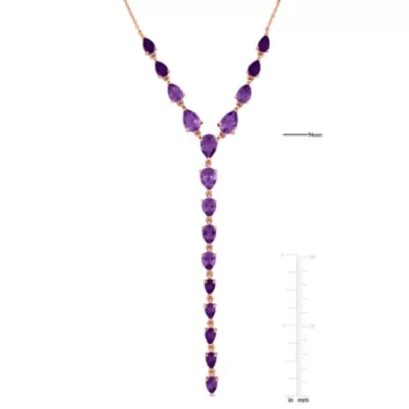 Amethyst Necklace in Rose Plated Sterling Silver, 18" +1" ext.