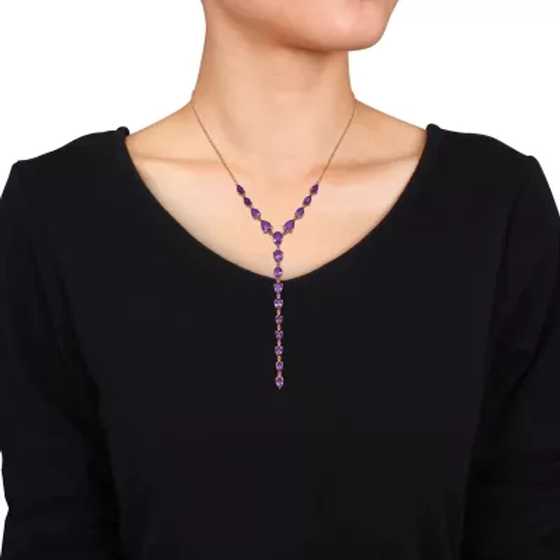 Amethyst Necklace in Rose Plated Sterling Silver, 18" +1" ext.