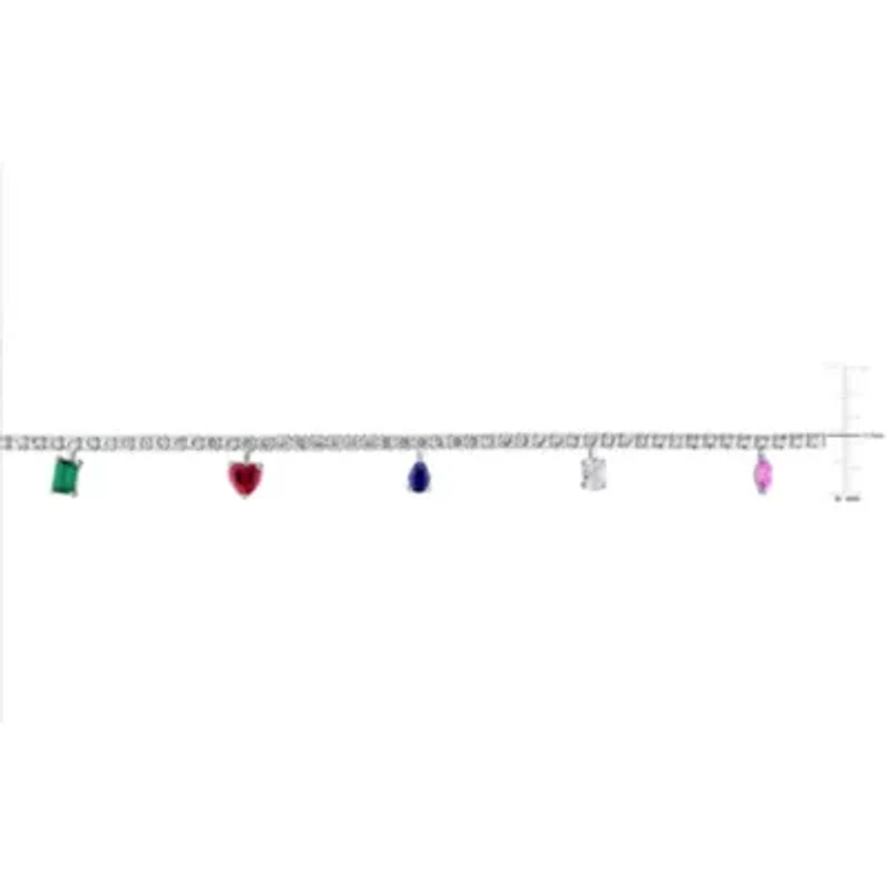 Lab Created Created Multi-Gemstone Necklace in Sterling Silver, 17-in
