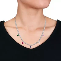 Lab Created Created Multi-Gemstone Necklace in Sterling Silver, 17-in