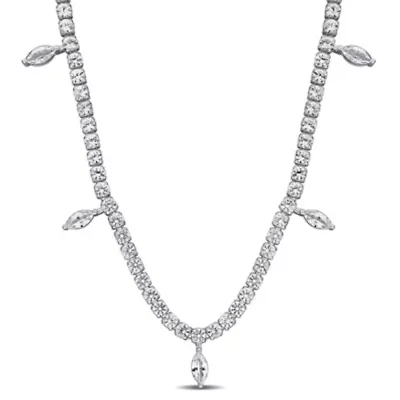 Lab Created Created White Sapphire Necklace in Sterling Silver, 17"