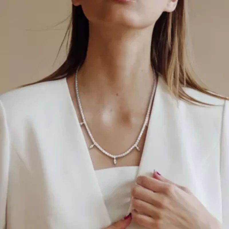 Lab Created Created White Sapphire Necklace in Sterling Silver, 17"
