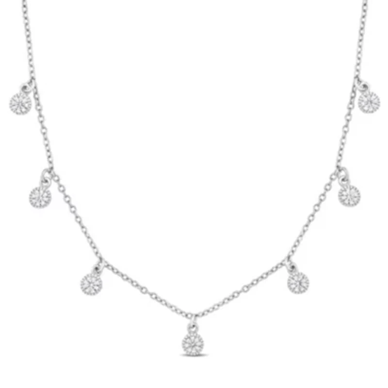 Lab Created Created White Sapphire Necklace in Sterling Silver, 16"+2"ext.