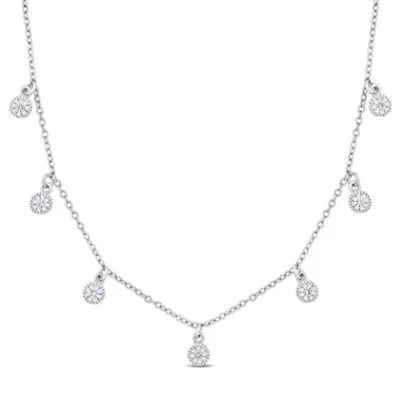 Lab Created Created White Sapphire Necklace in Sterling Silver, 16"+2"ext.
