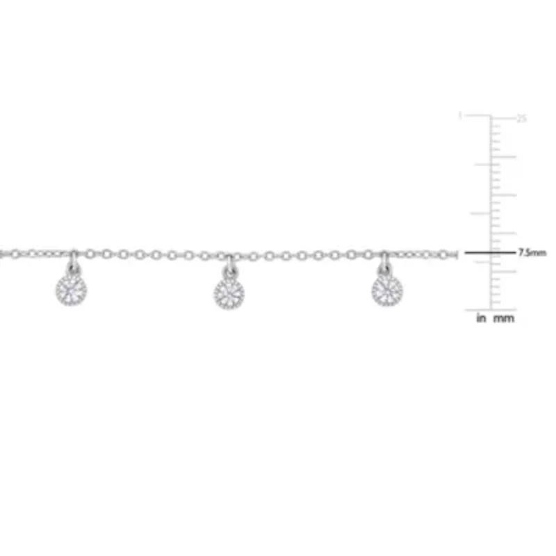Lab Created Created White Sapphire Necklace in Sterling Silver, 16"+2"ext.