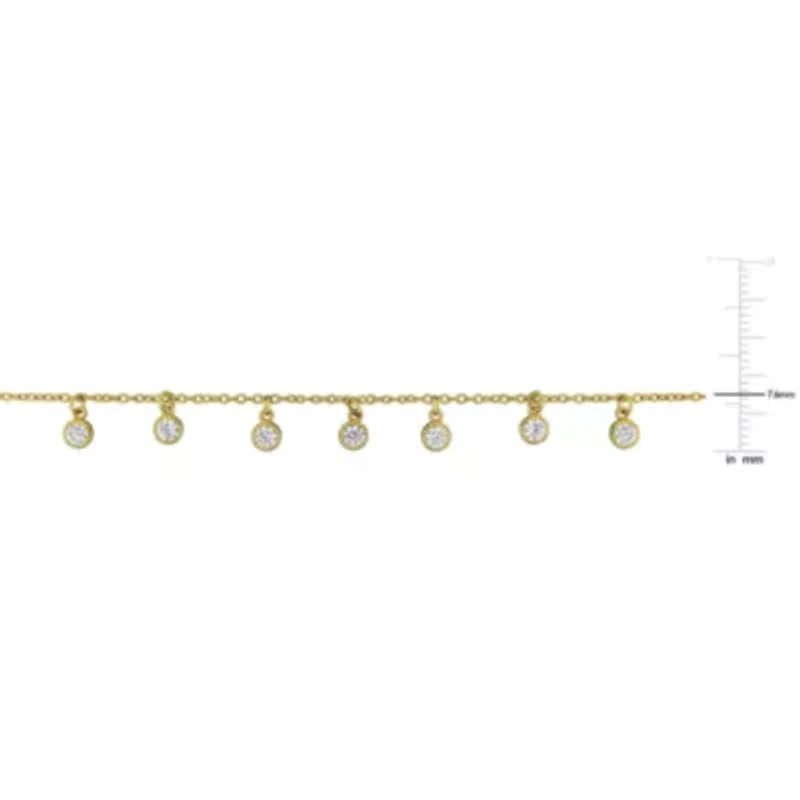 Lab Created Created White Sapphire Necklace in Yellow Plated Sterling Silver, 16"+2"ext.