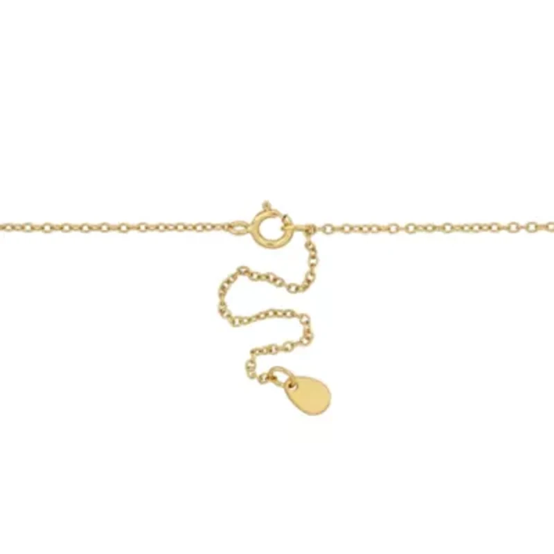 Lab Created Created White Sapphire & Pink Bead Station Necklace in Yellow Plated Sterling Silver, 16"+2"ext.