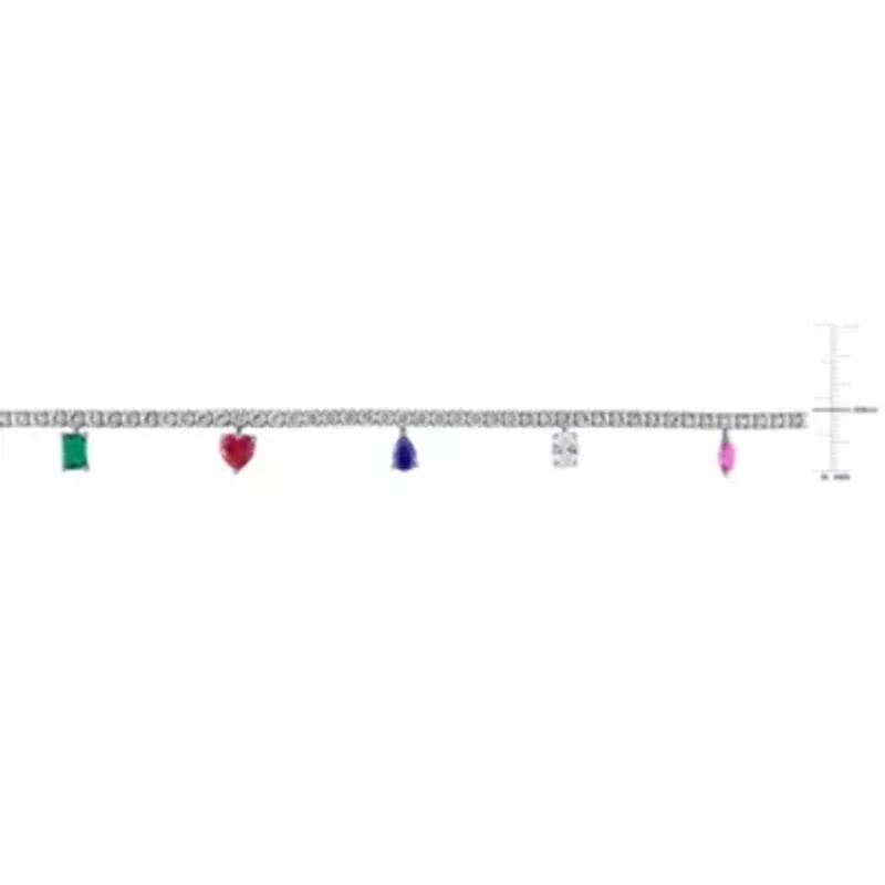 Lab Created Created Emerald, Ruby, Blue, Pink & White Sapphire Bracelet in Sterling Silver, 7.25"