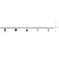 Lab Created Created Emerald, Ruby, Blue, Pink & White Sapphire Bracelet in Sterling Silver, 7.25"