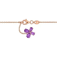 Rose de France, Amethyst-Africa, White Topaz & Tsavorite Necklace in Rose Plated Sterling Silver, 17"