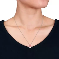 Pink Topaz, Citrine, Rose de France & 7.5-8MM Pink Freshwater Cultured Pearl Pendant With Chain in Sterling Silver, 17"