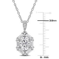 Lab Created Created White Moissanite Pendant With Chain in Sterling Silver, 17"