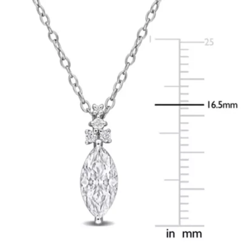 Lab Created Created White Moissanite Pendant With Chain in Sterling Silver, 18"