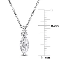 Lab Created Created White Moissanite Pendant With Chain in Sterling Silver, 18"