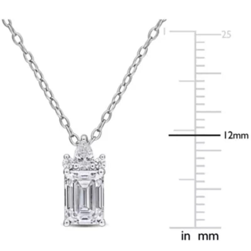 Lab Created Created White Moissanite Pendant With Chain in Sterling Silver, 18"