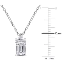 Lab Created Created White Moissanite Pendant With Chain in Sterling Silver, 18"