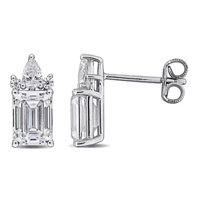 Lab Created Created White Moissanite Stud Earrings in Sterling Silver