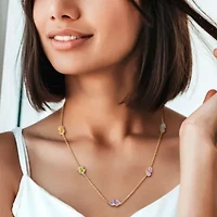 Sky Blue & WhiteTopaz, Rose de France, Amethyst, Peridot & Citrine Necklace in Yellow Plated Sterling Silver, 17"