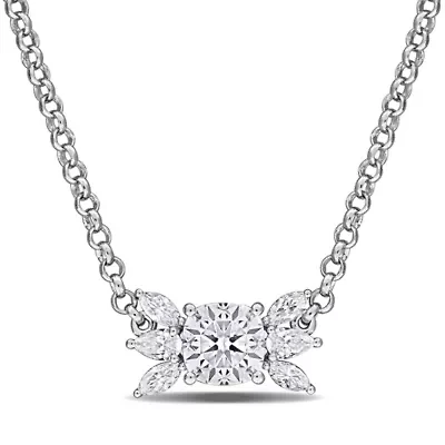 Lab Created Created White Moissanite Necklace in Sterling Silver, 17"