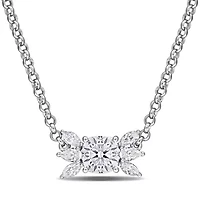Lab Created Created White Moissanite Necklace in Sterling Silver, 17"