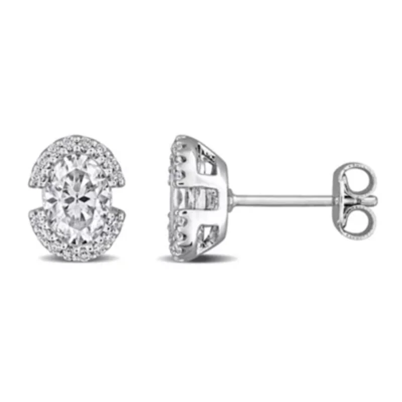Lab Created Created White Moissanite Stud Earrings in Sterling Silver