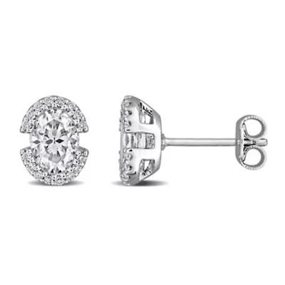 Lab Created Created White Moissanite Stud Earrings in Sterling Silver