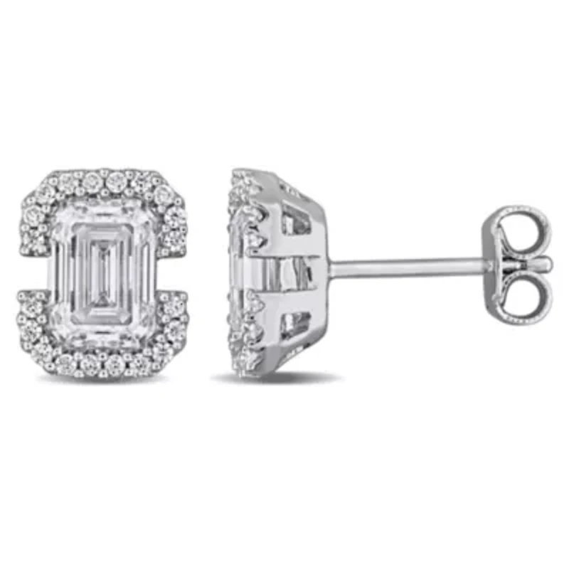 Lab Created Created White Moissanite Stud Earrings in Sterling Silver