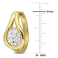 Lab Created Created White Moissanite Hoop Earrings in Yellow Plated Sterling Silver