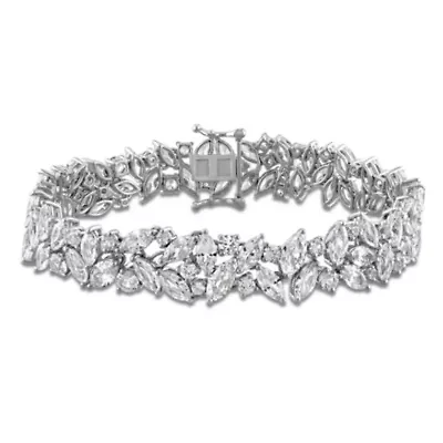 Lab Created Created White Sapphire Bracelet in Sterling Silver, 7"
