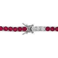 Lab Created Created White Sapphire & Created Ruby Bracelet in Sterling Silver, 7.5"