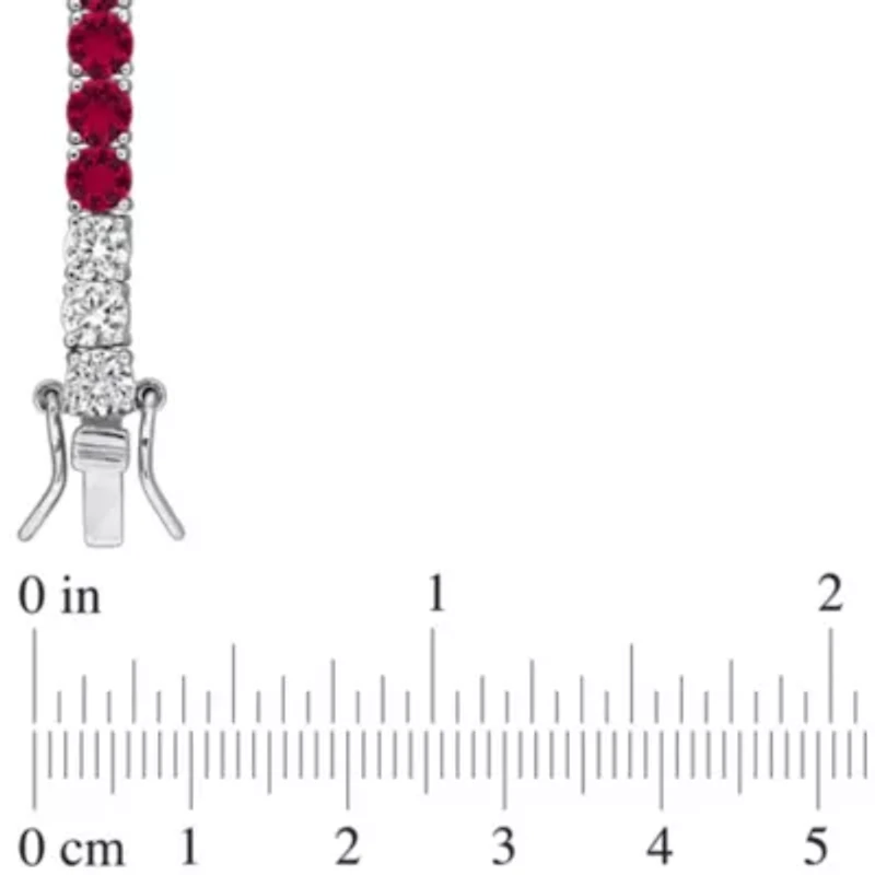Lab Created Created White Sapphire & Created Ruby Bracelet in Sterling Silver, 7.5"