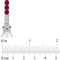 Lab Created Created White Sapphire & Created Ruby Bracelet in Sterling Silver, 7.5"