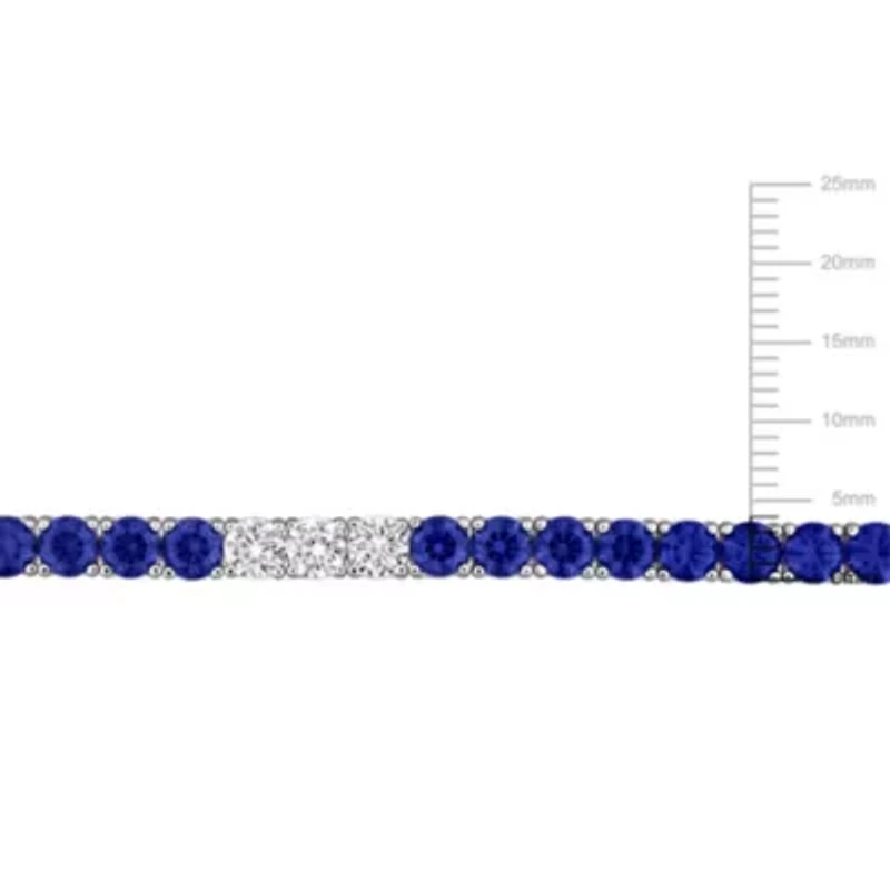 Created White Sapphire & Created Blue Sapphire Bracelet in Sterling Silver, 7.5"