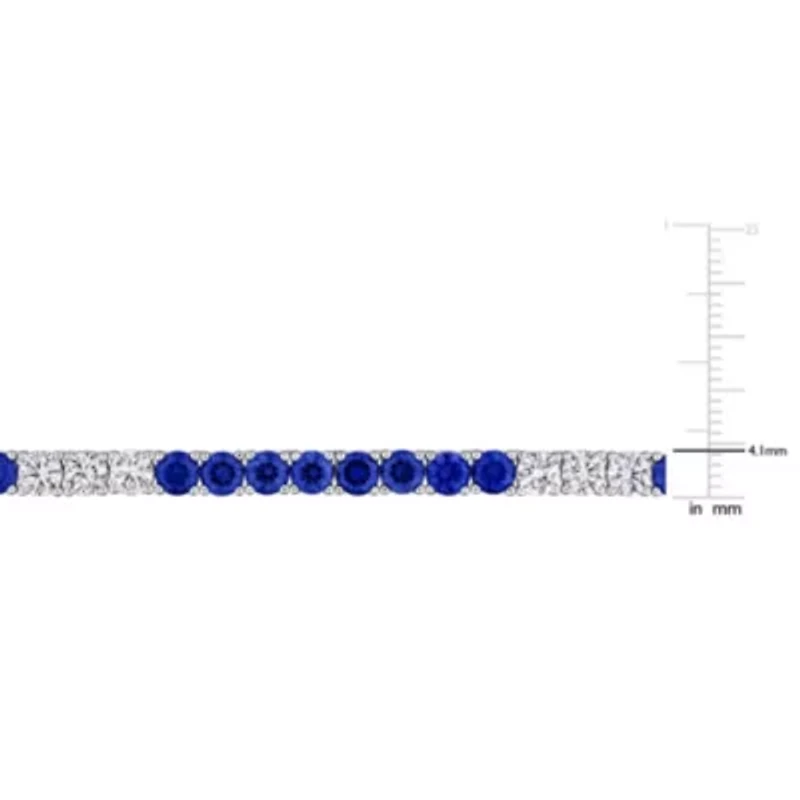 Created Gemstone & White Sapphire Necklace Sterling Silver, 17"