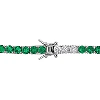 Lab Created Created White Sapphire & Created Emerald Bracelet in Yellow Plated Sterling Silver, 7.5"