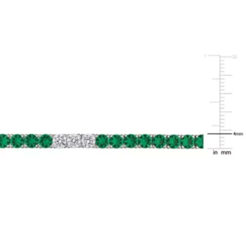 Lab Created Created White Sapphire & Created Emerald Bracelet in Yellow Plated Sterling Silver, 7.5"